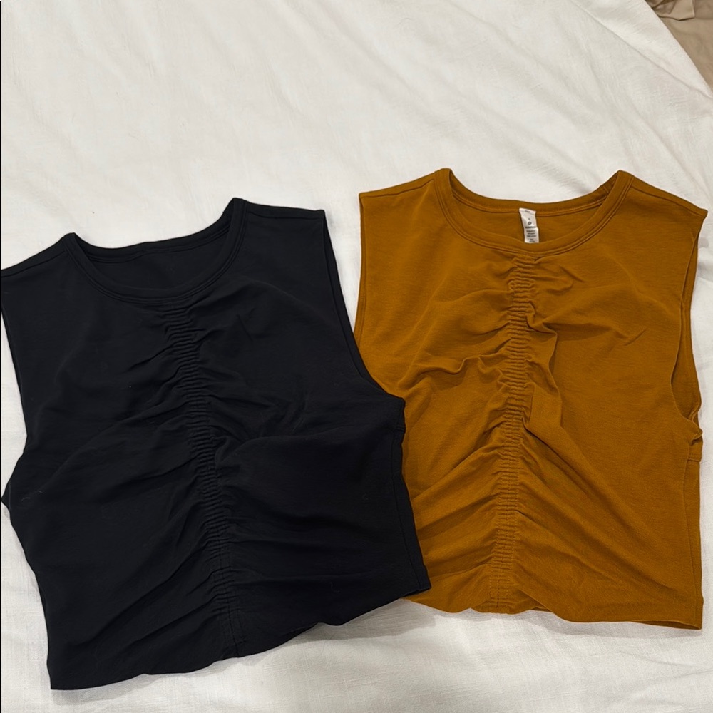 2 piece bundle - Lululemon Find your Feeling Tank in Black & Fools Gold size 6